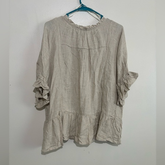 Linen Ruffle Blouse - Picture 3 of 4